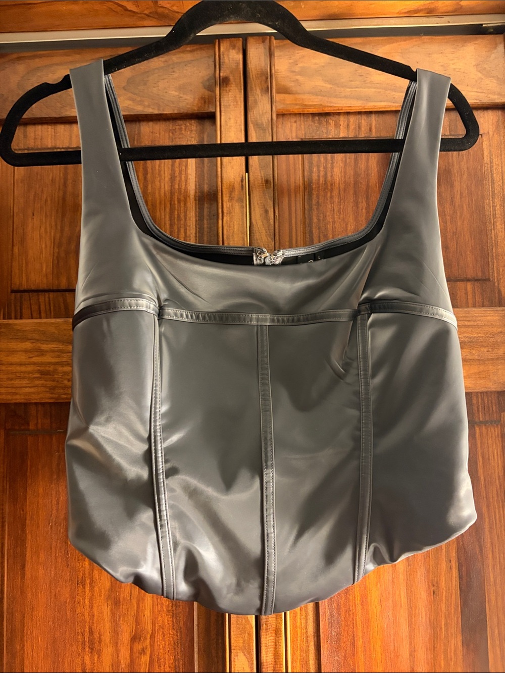 Windsor Faux Leather Blue Metallic Crop Top-Brand New!